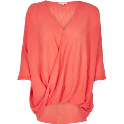 Orange wrap blouse